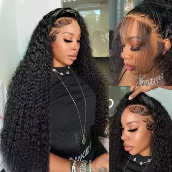 250 Density Water Deep Wave 13x6 13x4 HD Lace Front Human Hair Wig Curly 360 HD Transparent Lace Frontal Brazilian Wigs 30 Inch 1