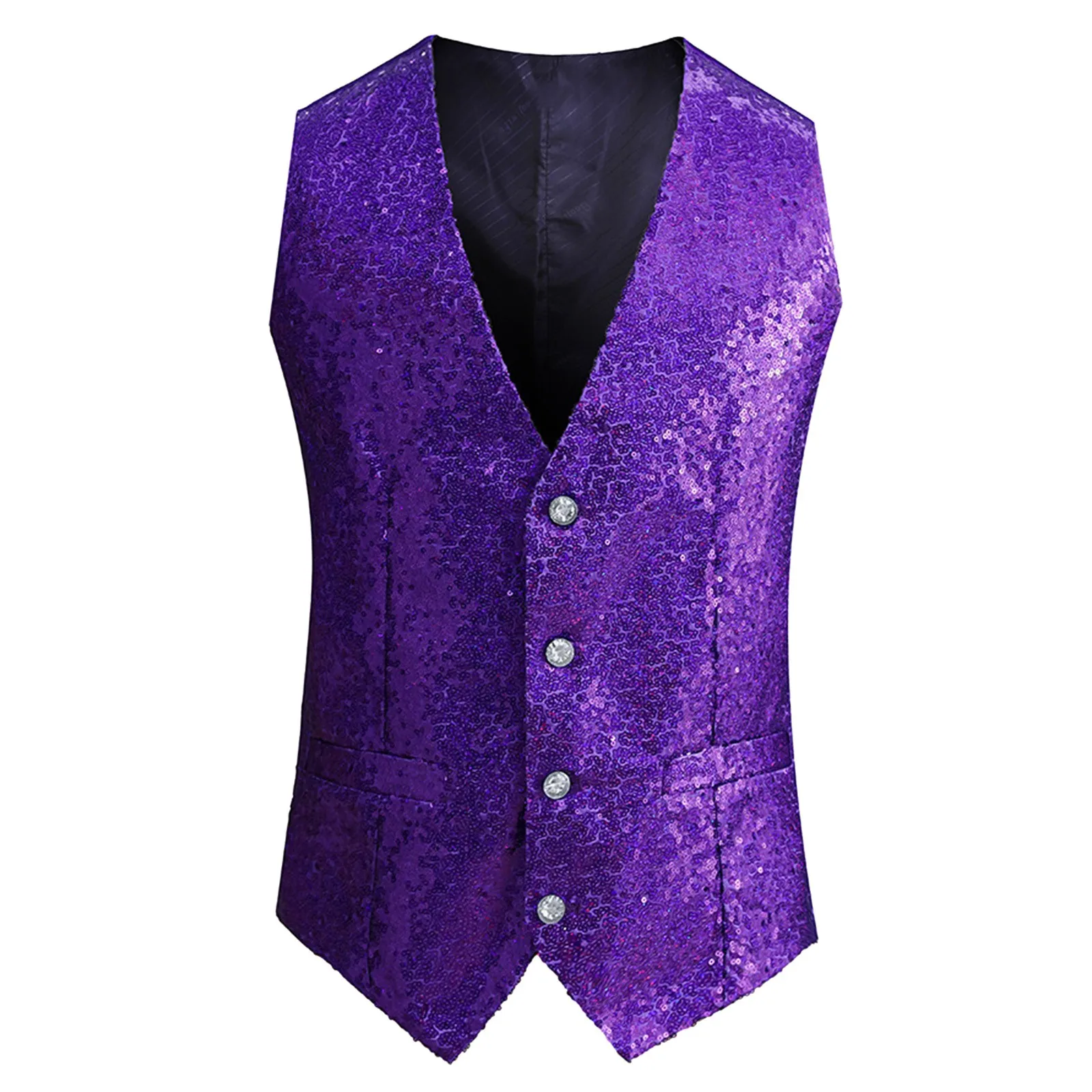 Mens Fashion Sleeveless Sequined Blazer Vest Nightclub DJ Performance Stage Wedding Host Shiny Gold Sequin Bling Glitter Vest dress vests