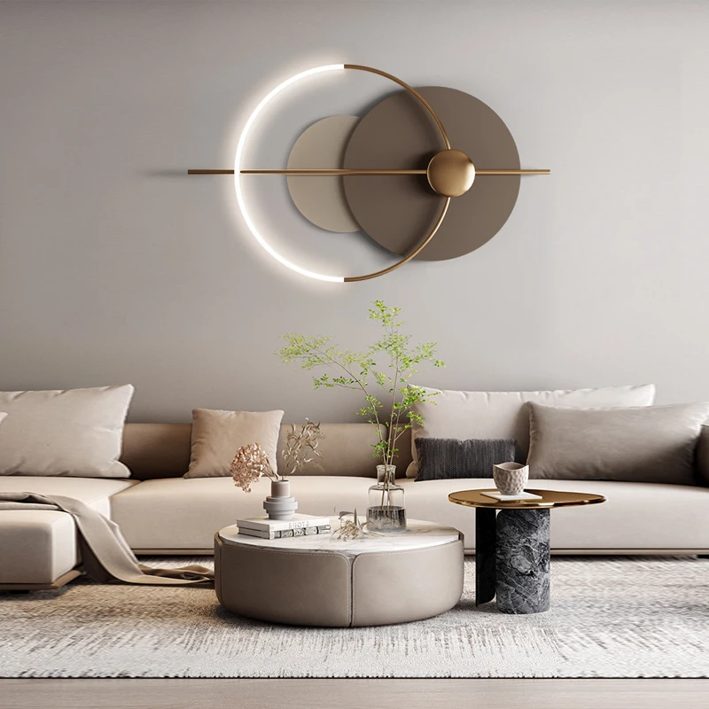 

Italian Style Minimal Iron Wall Decoration Metal Pendant Sofa Background Luxury Bedroom Pendant