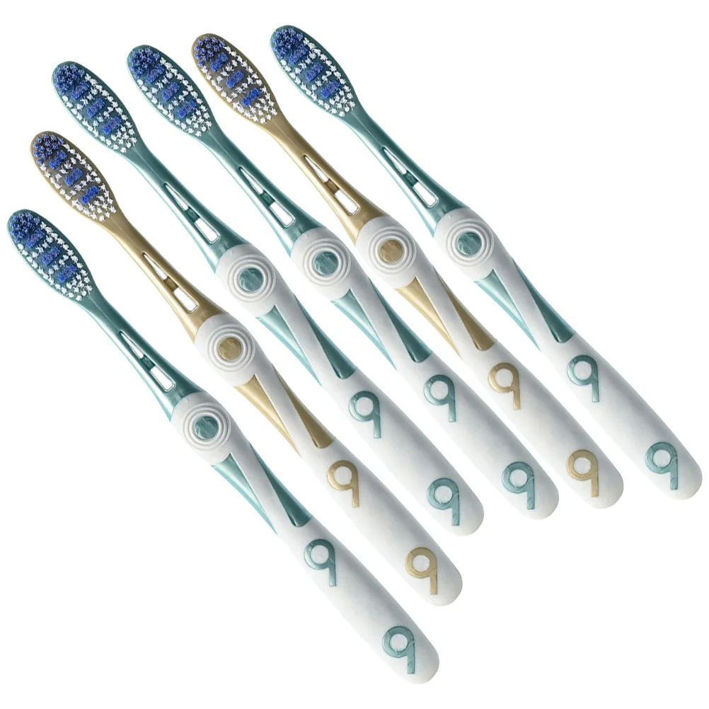 

6 Pcs Adult Toothbrush Fold Soft Bristle Travel Tpe Fine Bristles Extra Toothbrushes for Adults