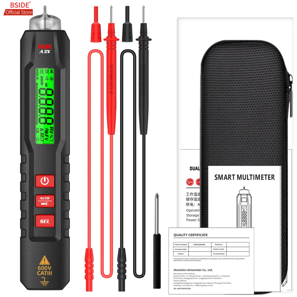 BSIDE A3X Voltage Tester Detector Capacitance Diode Non-Contact AC Sensor Pen Live Wire Check Breakpoint Locate V-Alert Tester