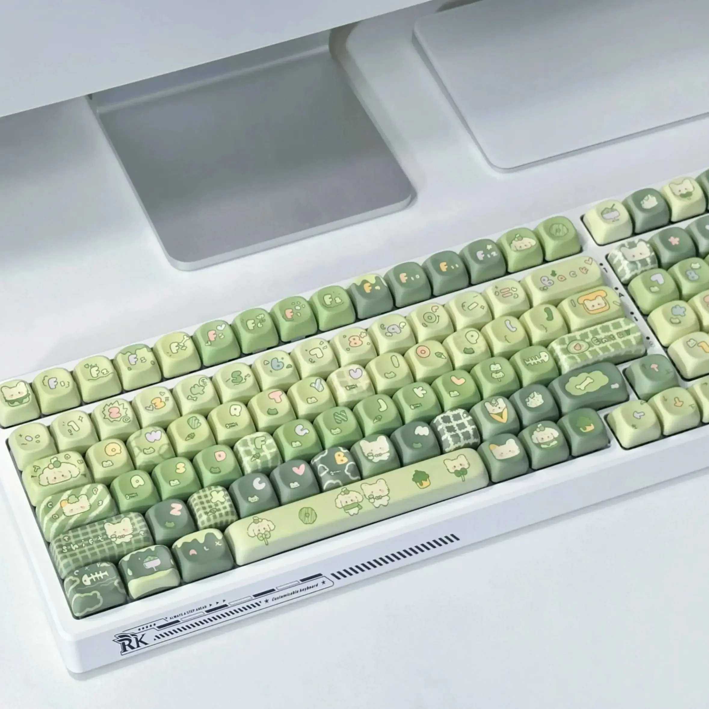 Teclado Mecânico Keycap Bonitos Caps Pbt Keycaps Green Dye-sub Interruptor mx Perfil Moa Presente Personalizado 131 Chaves - Imagem 5