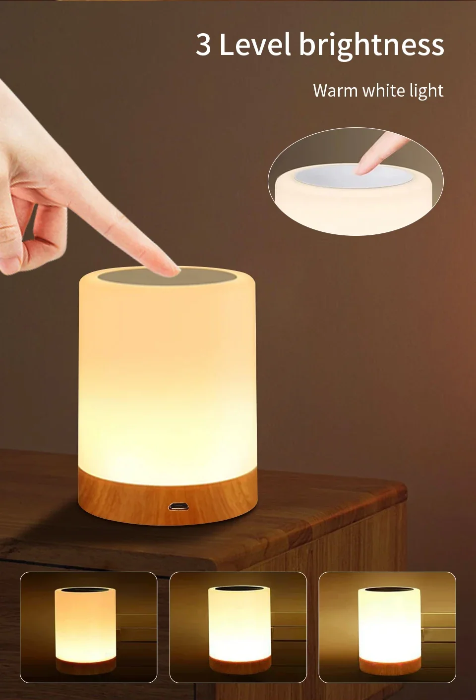 Description Picture 3 of itemLED Night Light Touch Lamp Bedroom Living Room Decoration Portable Table Bedside Lamp Kids Gifts Warm White & Color Changing RGB