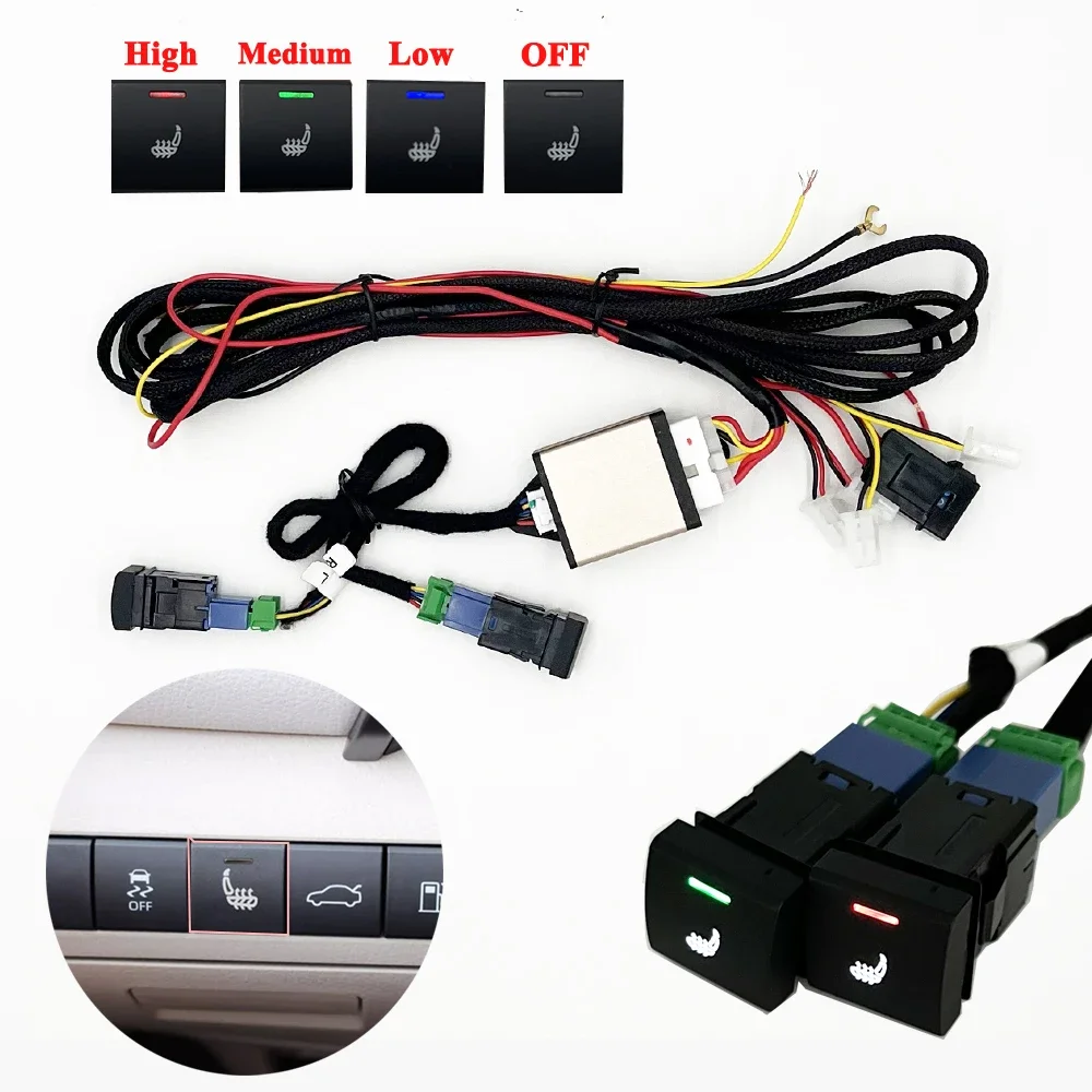 Car Seat Heater Universal Built-in Car Seat Heater Fit 2 Seats DC12V Alloy Wire Heating Pads 3-Levels Control Switch System For Toyota Seats