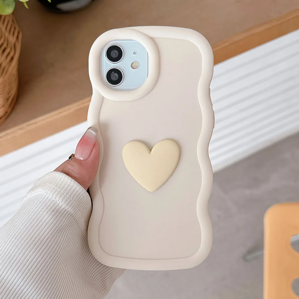 Charming 3D Love Heart Wave Silicone Phone Case