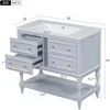 36" Bathroom Vanity with Sink, Farmhouse Bathroom Vanity Storage Cabinet with 4 Drawers and Open Shelf, Solid Wood Frame 3
