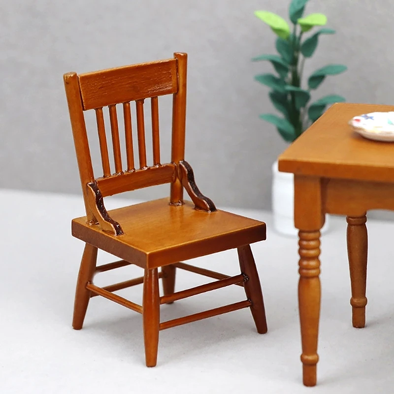 

1:12 Dollhouse Miniature Wood Chairs High Chair Home Furniture Model Decor Toy Doll House Accessories