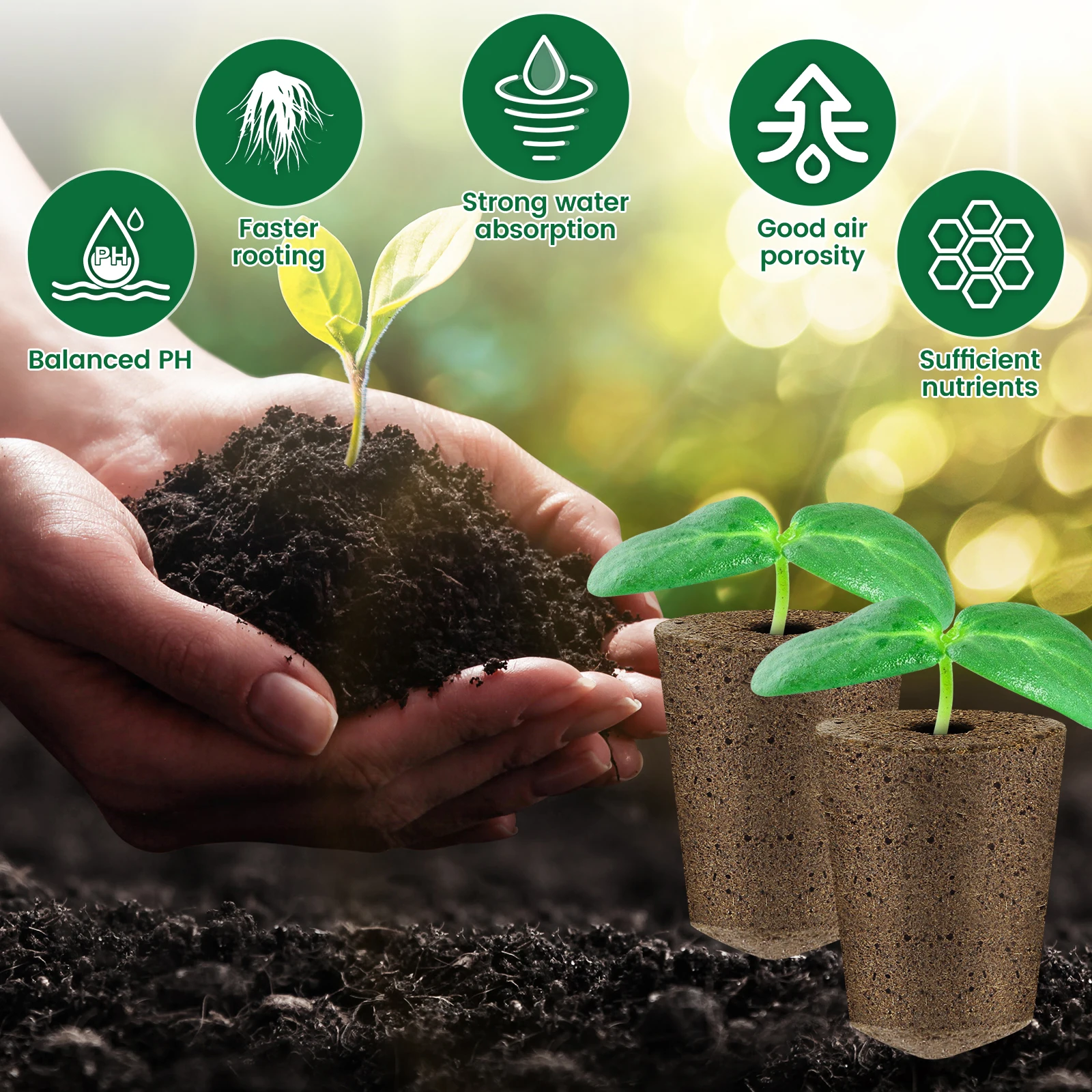 50/100 Pack Seed Starter Sponges Professional Hydroponics Sponges Kit Eco-Friendly Replacement Root Growth Sponges for Garden