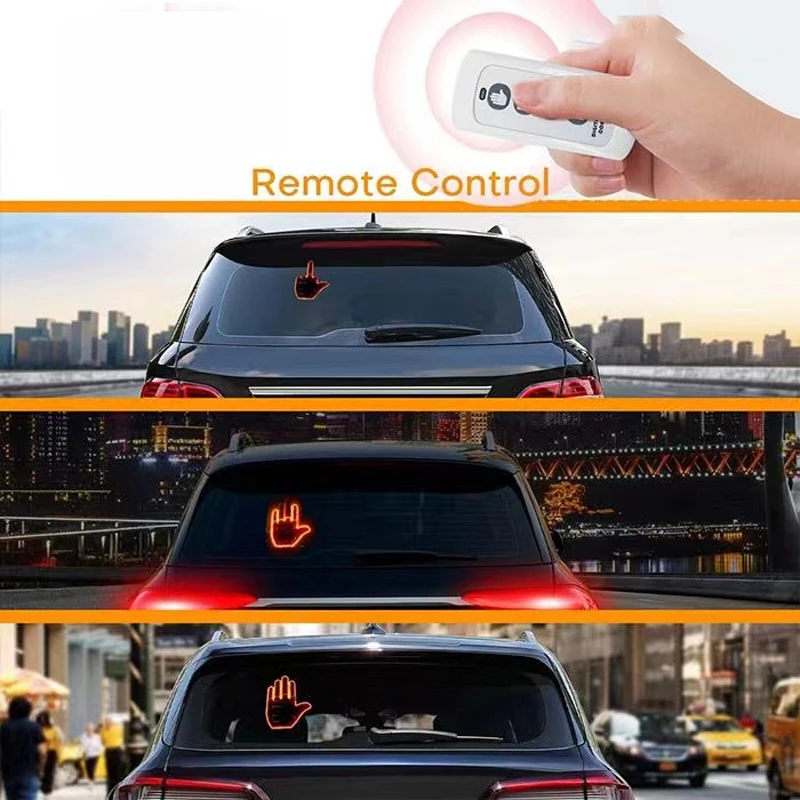 Middle Finger Car LED Light Car Finger Light With Remote Road Rage