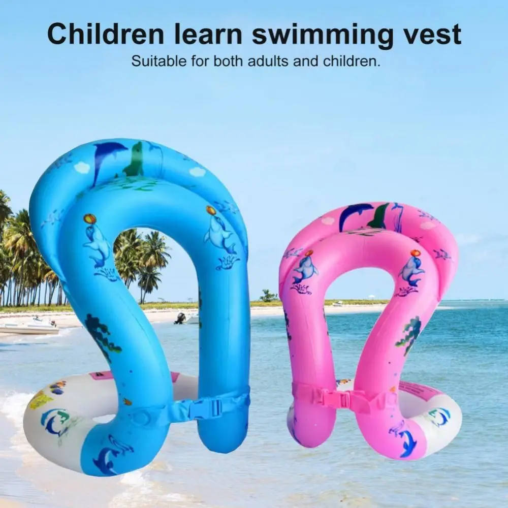 Safety Buckle Swim Vest Inflatable Rubber Ring Quick Inflation Swimming Jacket Dual Airbags Kids Adult