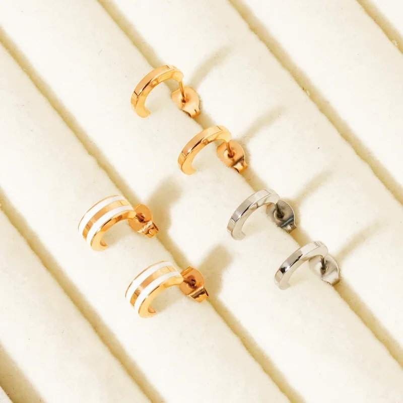 Exquisite high-end stainless steel semi-circular oil droplet DW earrings, a gift for girlfriends 2