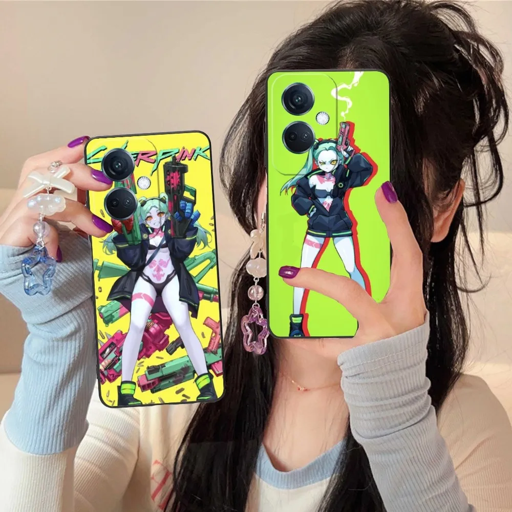 Punk Rebecca Mobile Cell Phone Case For Oppo Find X5 X3 X2 A93 Reno 8 7 Pro A74 A72 A53 Black Soft Phone Cover Funda