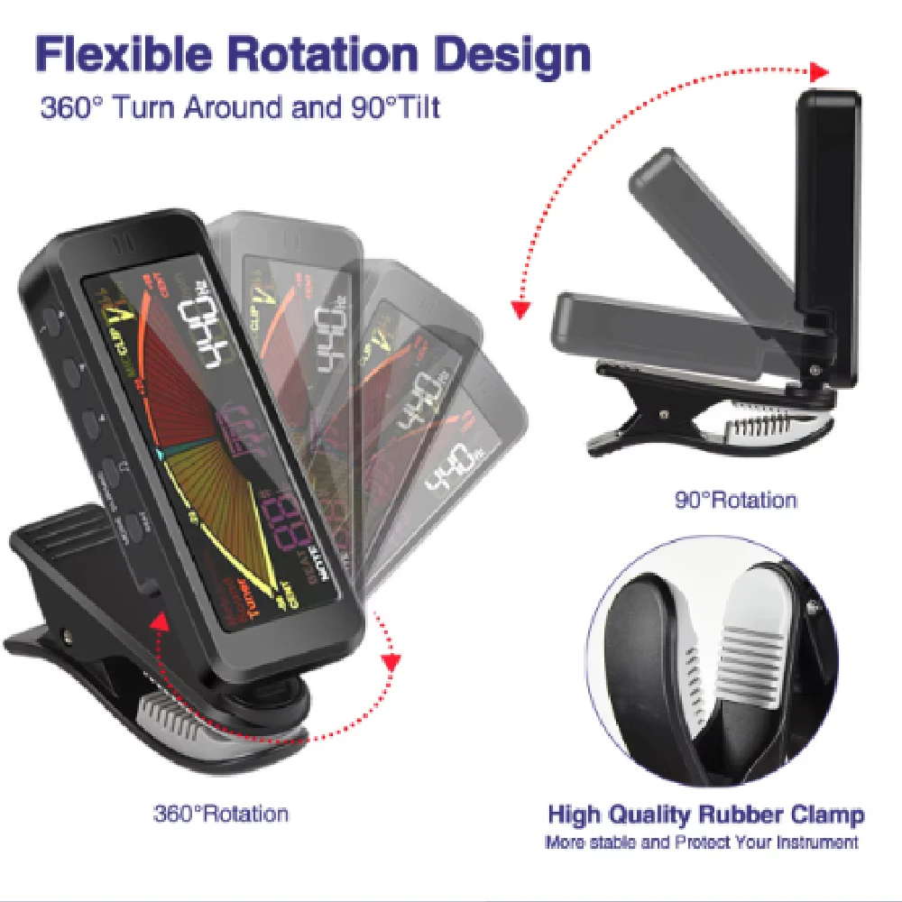 Flanger-FMT-209-Guitar-Clip-on-Tuner-LCD-Display-Metronome-Tone ...
