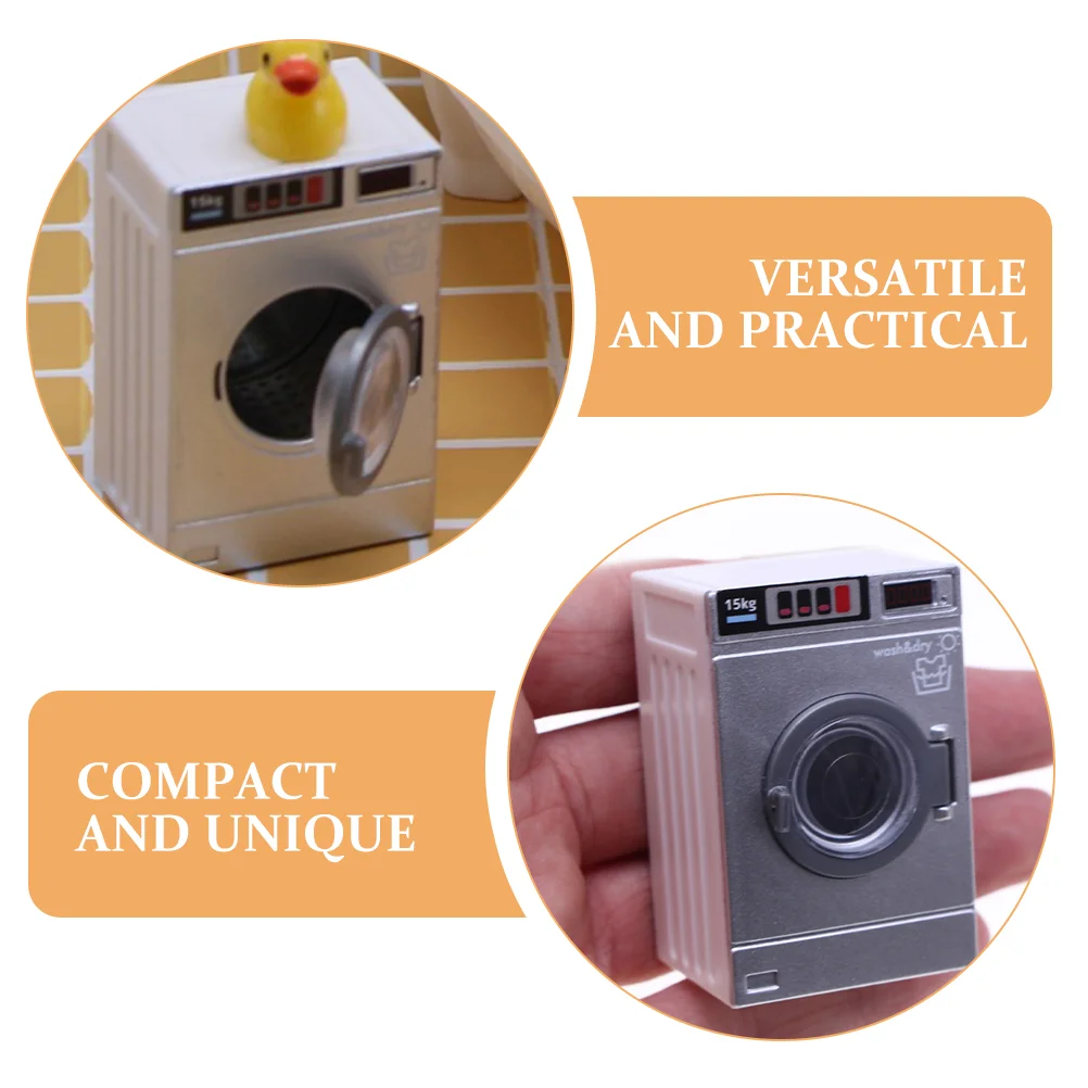 Mini Washing Machine Model Kids Washer and Dryer House Furniture Photo Accessories Toy Dollhouse Laundry Room for Baby 6