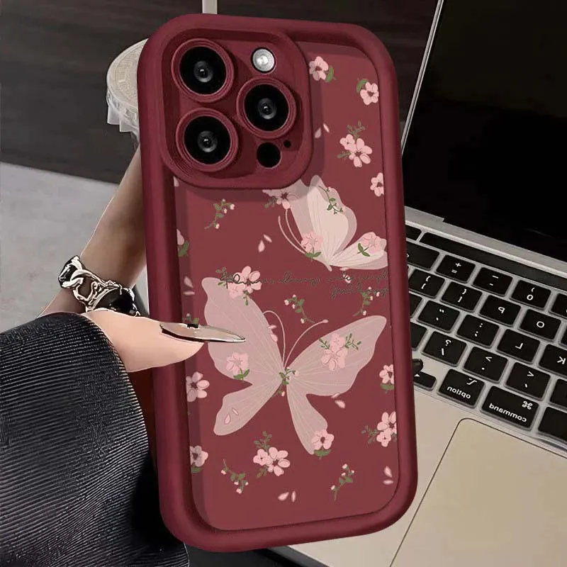 Pink Floral Butterfly Case - Elegant Protective Cover