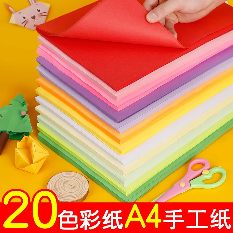 

Colored Paper A4 Square Handmade Paper Colored Copy Paper 80G Primary School Thick Hard Cardboard Kindergarten Origami Material