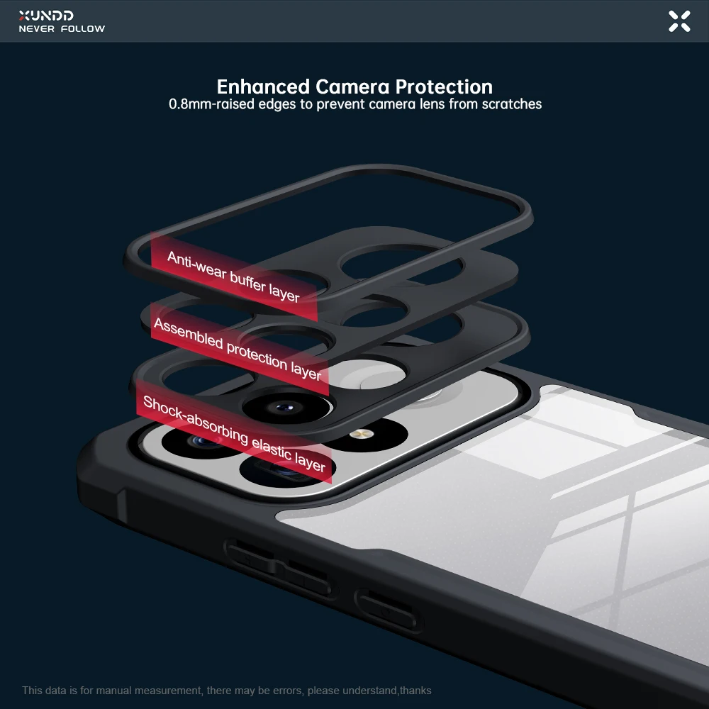 Enhanced Shockproof Magnetic Kickstand Clear Black Case with Camera Protection