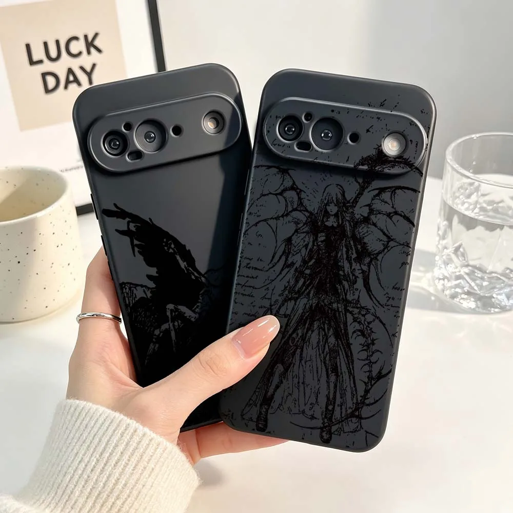 Retro Gothic Style Black Soft Silicone Phone Case Cover