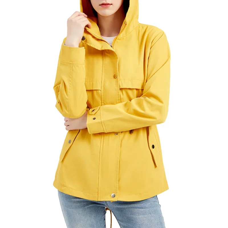 BTQWFD Winter Trench Jackets Women's Coats Female Clothing 2024 Overcoat Ladies Raincoats Long Sleeve with Pocket Windbreaker