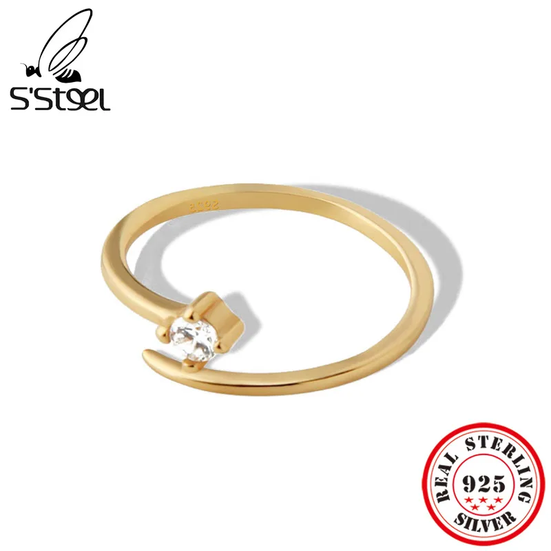 

SSTEEL Meteor Zircon Rings For Women 925 Sterling Silver Gold Tail Adjustable Engagement Ring Luxury Designer Jewelry Ringen