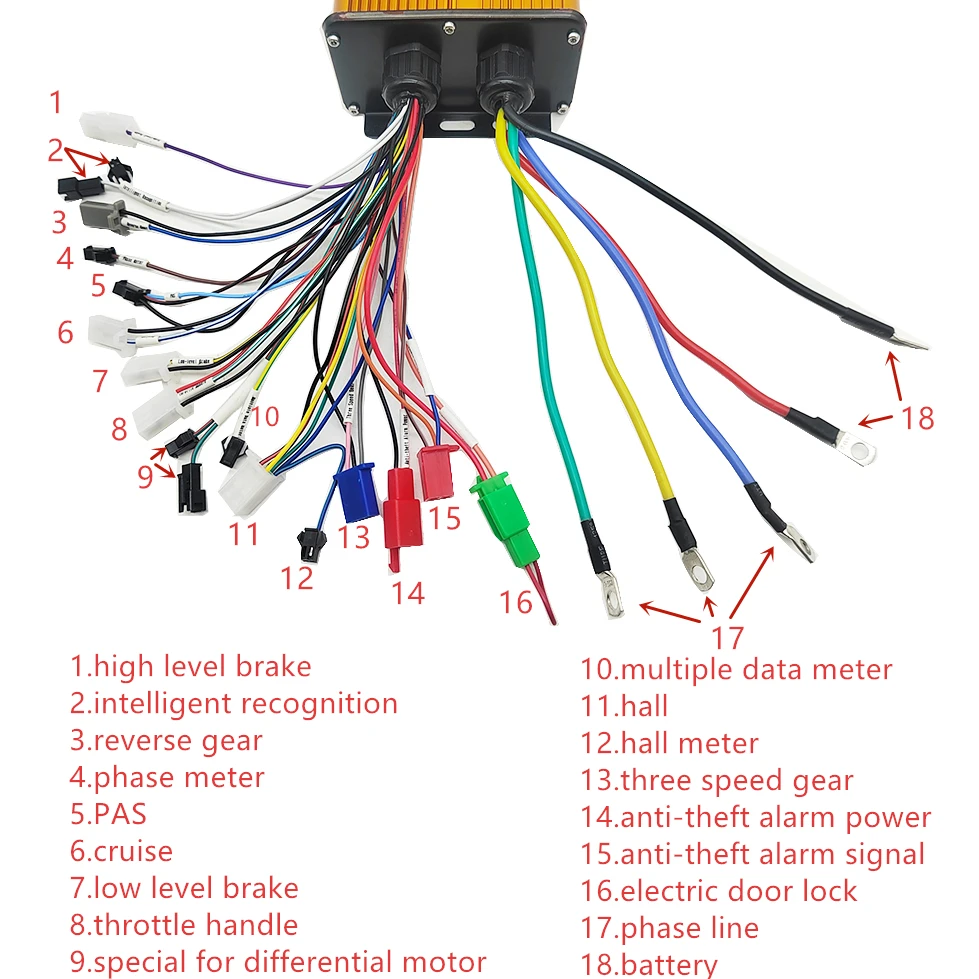 Electric Controller 2000W 3000W 48V 60V 64V 72V 45A 50A 60A Brushless Dual-mode For E-Bike Motor Motorcycles Spare Accessories