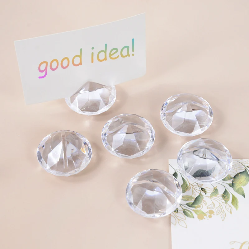 5pcs Imitation Diamond Name Card Holder Crystal Rhinestone Card Paper Clamp Wedding Party Place