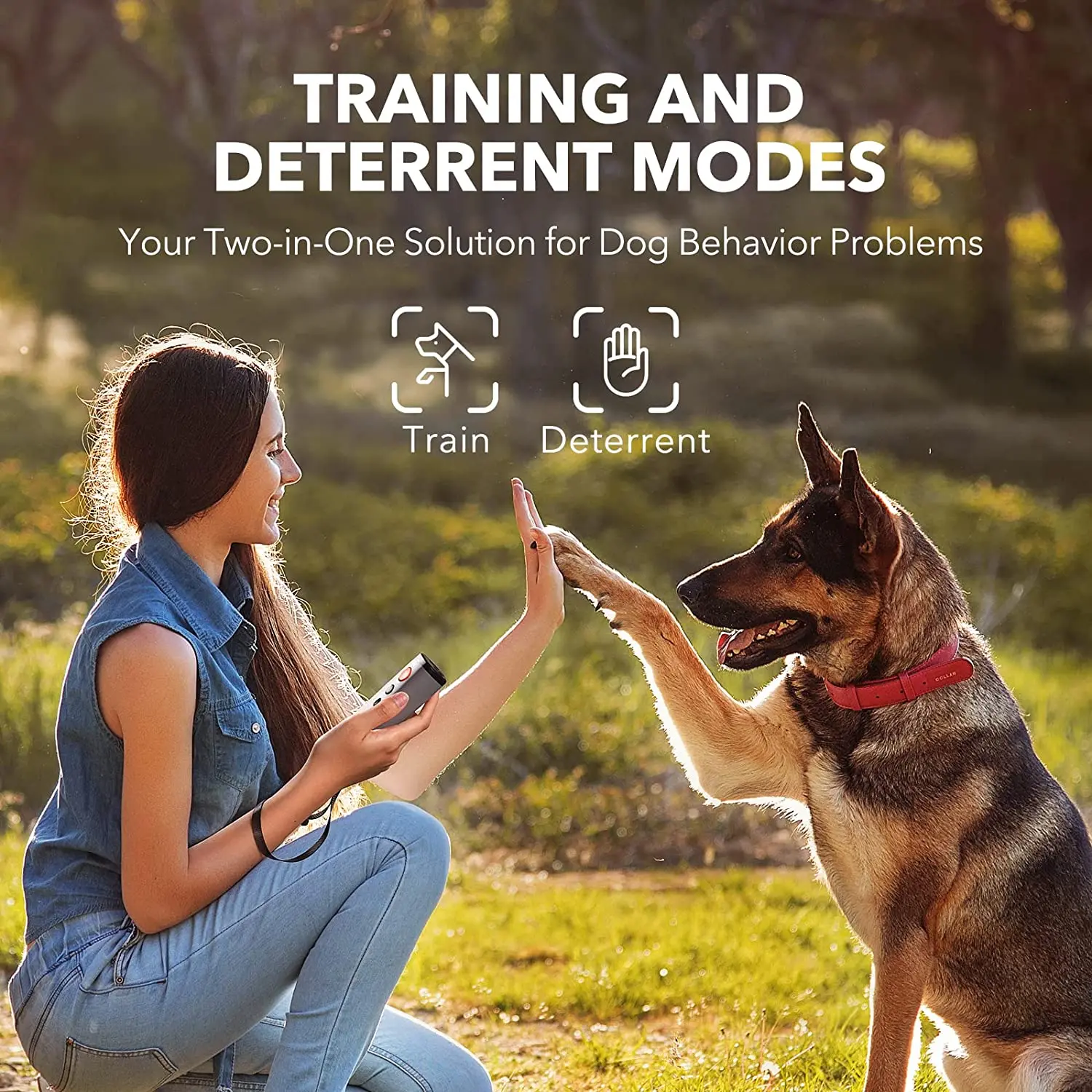 DOGCARE Dog Repeller No Dog Noise Anti Barking Device Ultrasonic Bark Deterrent Devices Training 2-in-1 LED USB Rechargeable