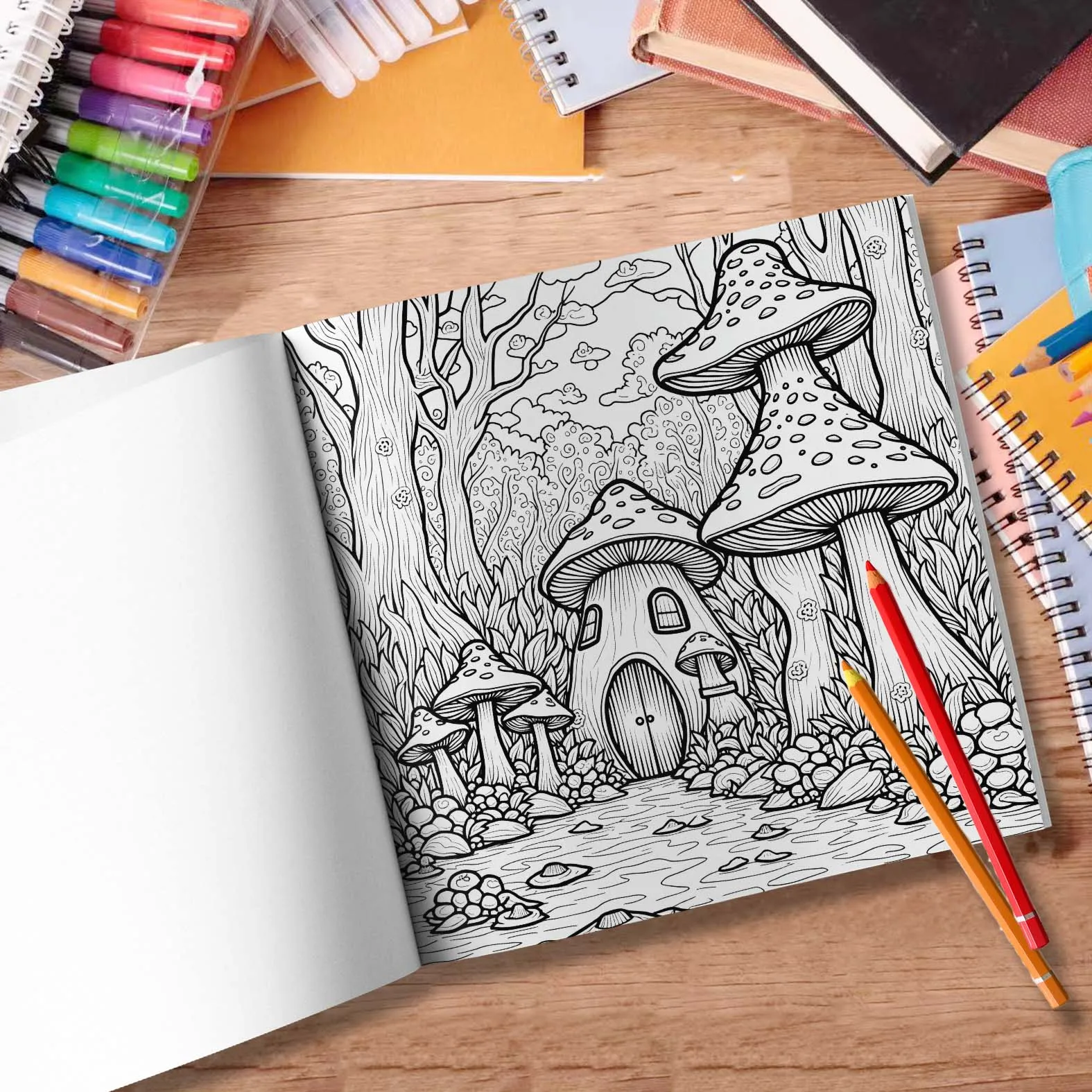 Mushroom Forest Coloring Book For Birthday Party Relieve Stress Kill Time Graffiti Painting Drawing Art Adult Picture Book 6