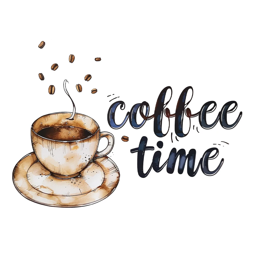 Coffee Time Wall Sticker Coffee Beans Retro Style Cafe Wall Decoration Sticker 1pc