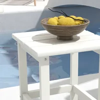 Outsunny Adirondack Side Table, Square Patio End Table, Weather Resistant 15" Outdoor HDPE Table for Porch, Pool, Balcony, White 2
