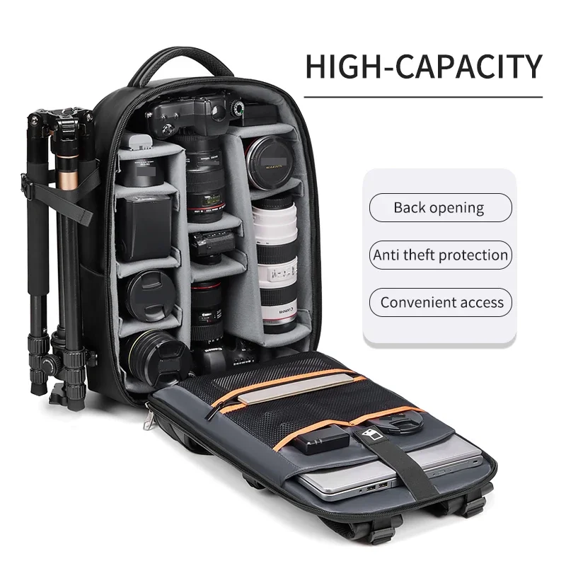 Men travel Professional SLR camera backpack With tripod bracket Detachable into a  40L travel waterproof 16 inch Laptop Backpack 6
