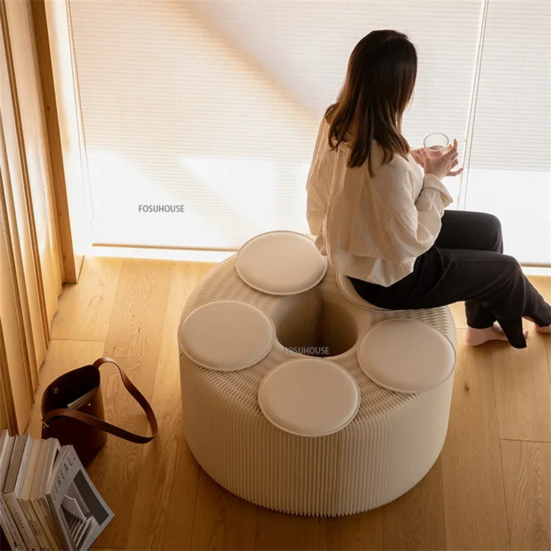 Modern Telescopic Folding Bench For Portable Foot Stools Living Room Space Saving Furniture Home Creative Design Pouf Ottoman