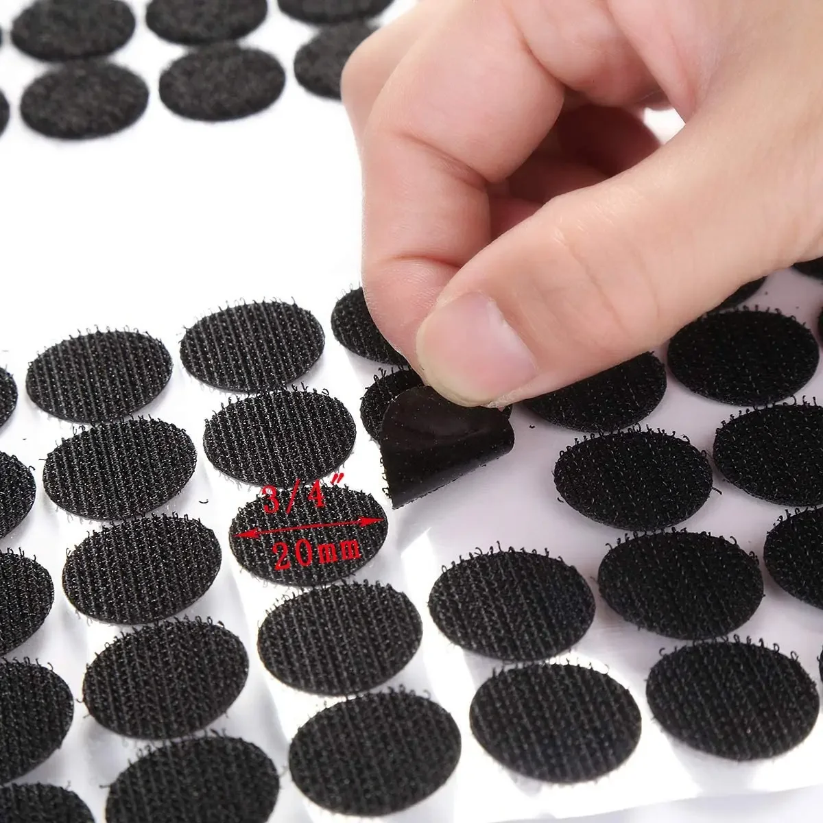 100pairs 10/15/20/25/30mm Self Adhesive Fastener Tape Dots Strong Glue Nylon Sticker Round Coin Hook Loop Tape