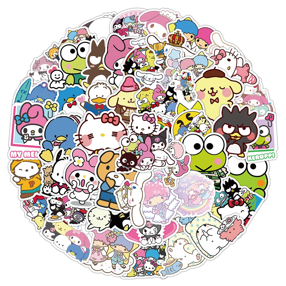 10/50PCS Black and White Cute Sanrio Stickers Kuromi Hello Kitty Stickers  Cartoon Anime Decal for Laptop Scrapbook Phone Kid Toy - AliExpress