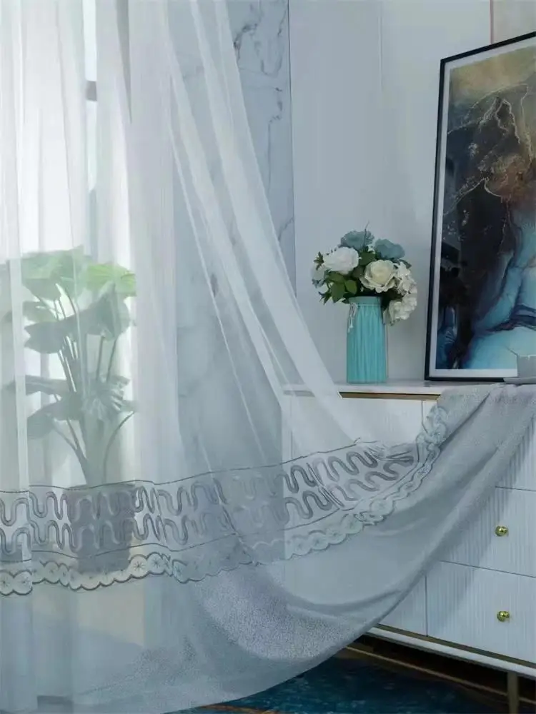 Top Quality White Semi Crushed Sheer Curtains For Living Room Window Solid Color Long Tulle Bedroom Curtain Voile Party Drapes