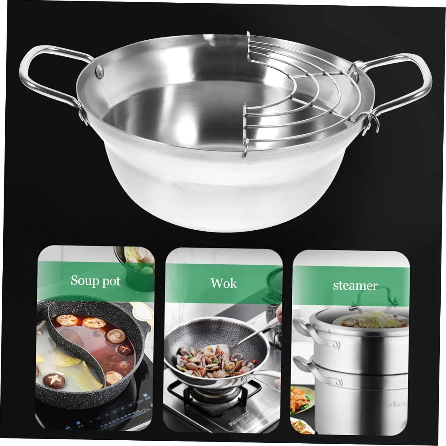 1 Pc Stainless Steel Deep Frying Pot Induction Cooker Frying Pan Tempura Fry Pot Induction Pan Skillet Fish Fryer J