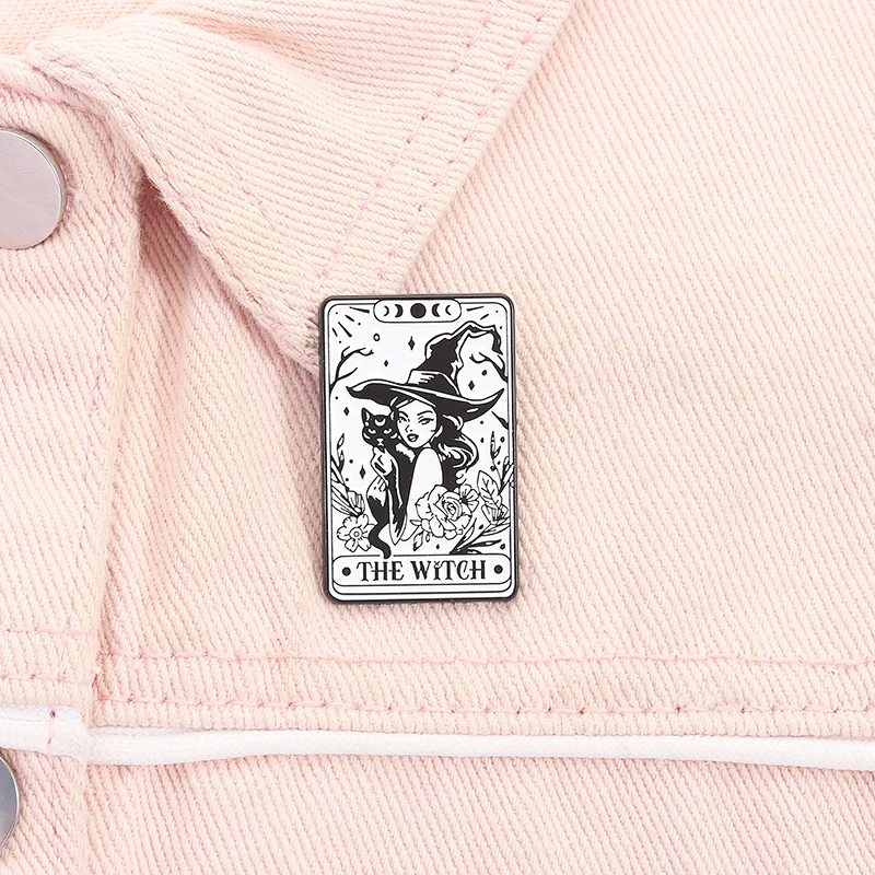 DIE Hexe Tarot Emaille Pins Benutzerdefinierte Hexe Und Katze Broschen Revers Abzeichen Kleidung Punk Gothic Schmuck Geschenk für Freunde – Detail 6