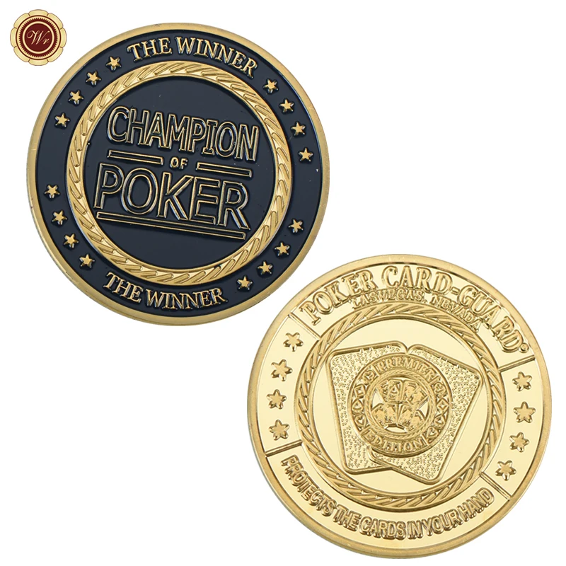 Champion Of Poker Casino Chips Coin The Winner Table Game Coin Poker Card Guard Luck Challenge Chip Token Coin Con Capsula Di Moneta
