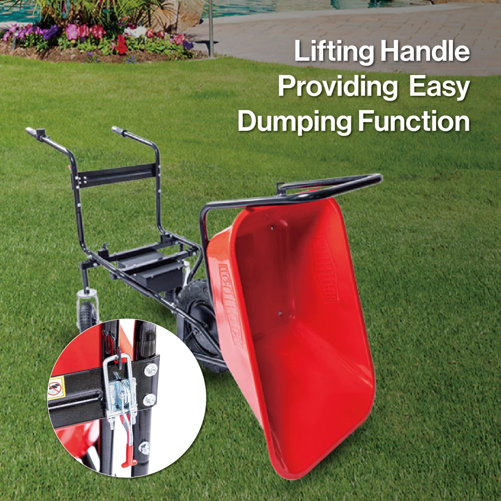 wheelbarrow electric Professional specs-this wheelbarrow uses an electric 24v 500w Brushless motor system, powered by (2)12v