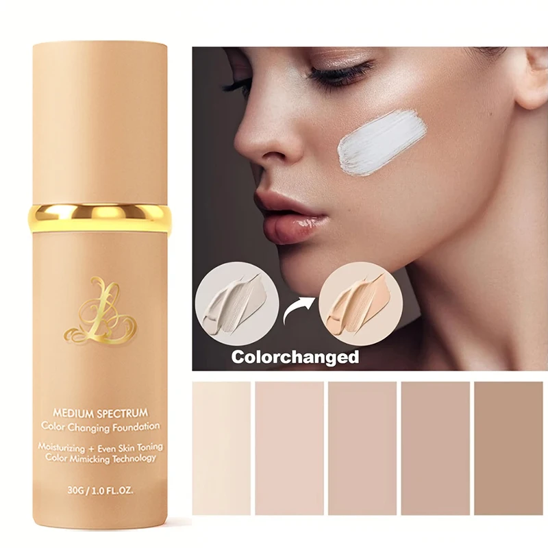 Fondotinta liquido quattro in uno che cambia colore, con lunga durata SPF50+, senza rimozione del trucco, senza colla in polvere, idratante