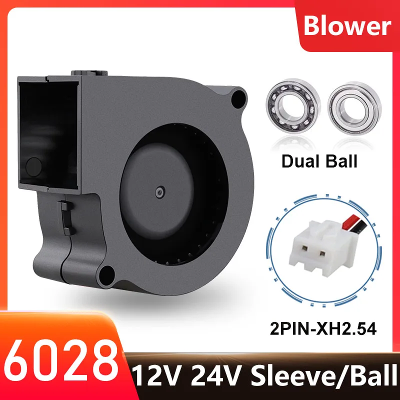 Ventilador sem Escova Ventilador Centrífugo dc Radiador Dissipador de Bola Dupla 60 mm 12v 24v 2pin 60×28 mm 6028 6cm Manga 1pc