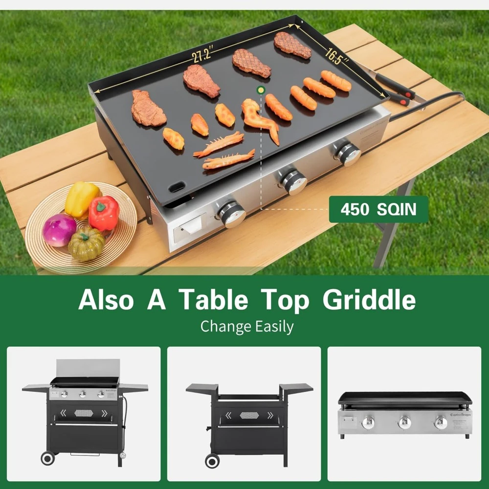 Flat Top Griddle Grill with Ceramic Coated Cast Iron Pan, Burner Propane Gas Griddle Grill,Flattop Grills for Outdoor Barbecue 4