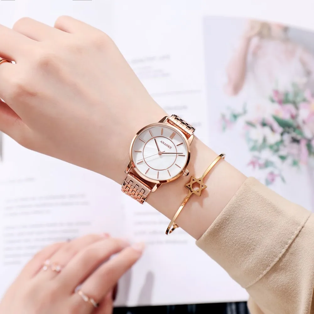 Women Watch Japan Quartz Movement Simple Waterproof Rose Gold Stainless Steel Mesh Ladies watch relogio feminino