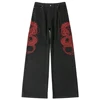 Dragon Embroidery Baggy Jeans Men Streetwear Hip Hop Black Loose Denim Pants 4