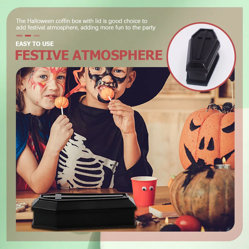 14Pcs 할로윈 관 모양 소품 플라스틱 관 모양 상자 뚜껑 파티 간식 상자 사탕 장난 파티 장식 할로윈 장난 소품
