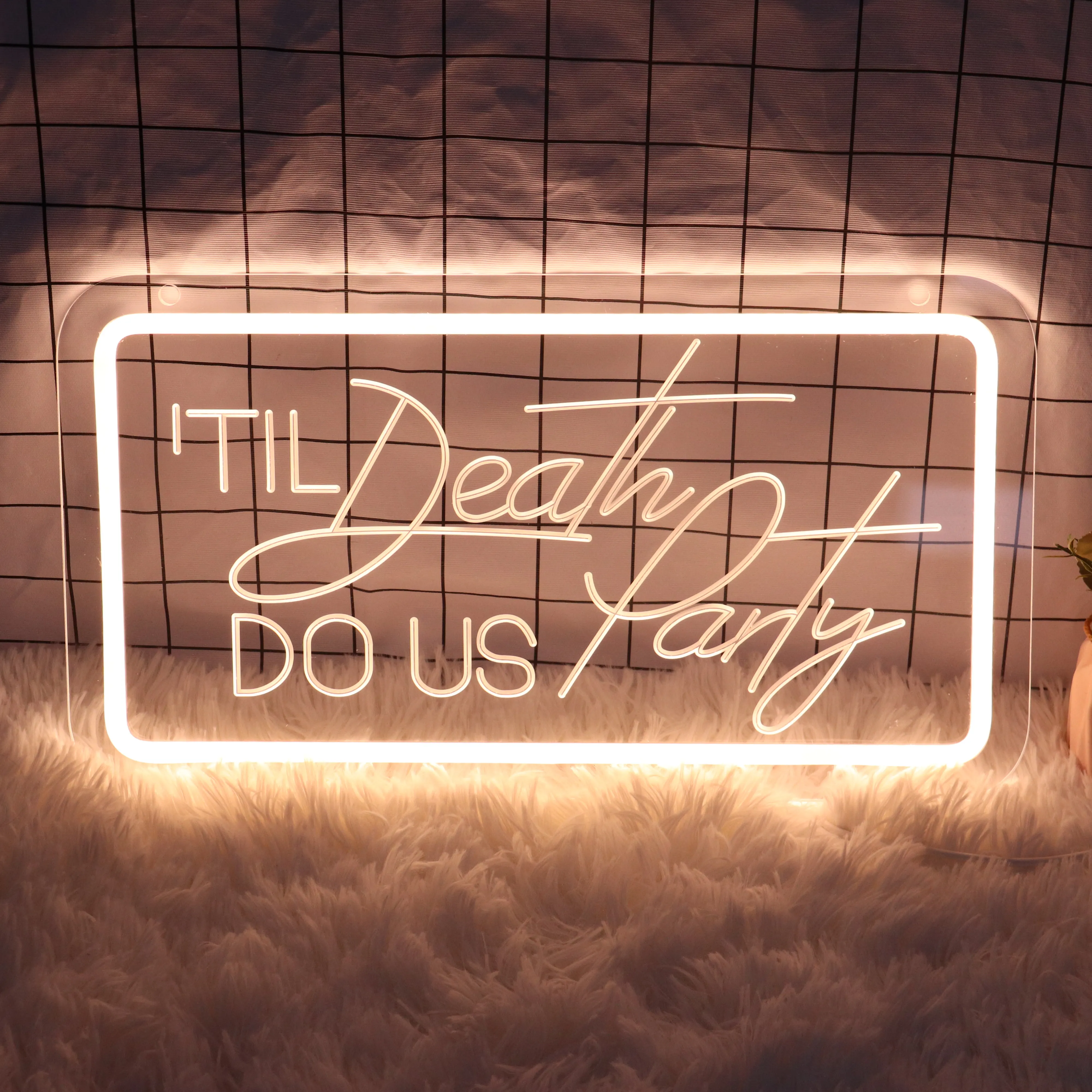 Til Death Neon Sign for Wall Decor, Til Death LED Neon Light Signs for Wedding Engagement Birthday Anniversary Proposal Party Be