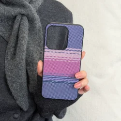 Contrasting Fiber Pattern Shockproof Mobile Phone Case Cover for Redmi K90 (Purple)