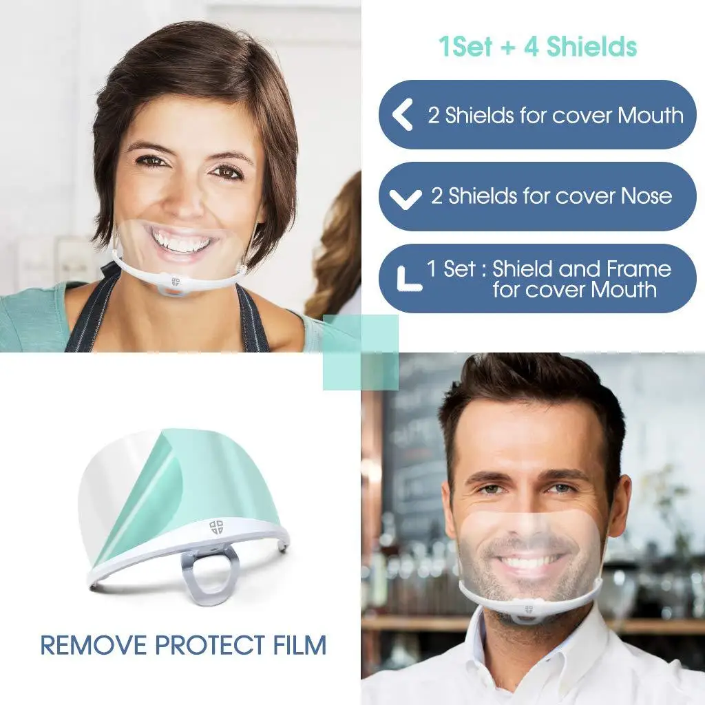 10Pcs Reusable Transparent Anti-fog Mask Shield Cover Restaurant School Plastic Anti-saliva Mouth Shield Beauty Tattoo Accessory 5