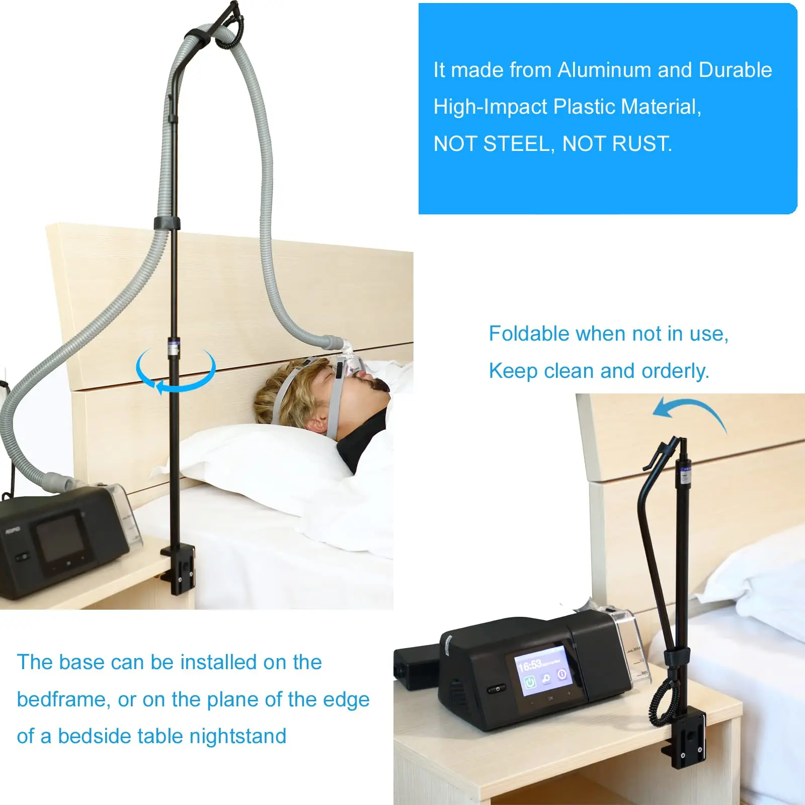 Garden Hose Hanger CPAP Hose Holder Hanger Height Adjustable