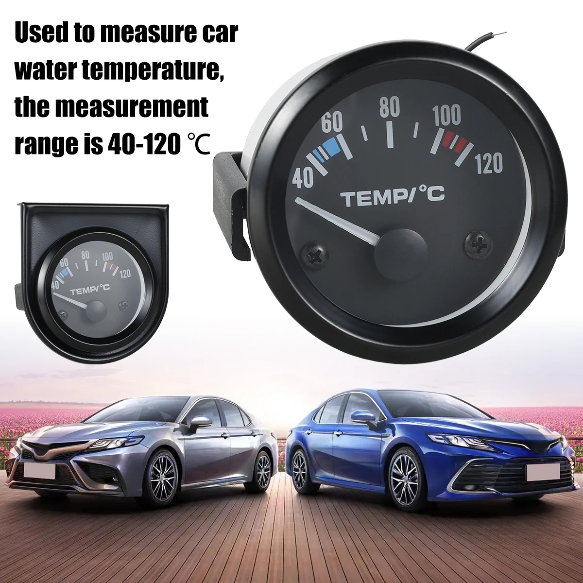 2" 52mm Digital Car Water Temp Temperature Gauge LED White Light Water Temp Celsius Gauge 40-120℃ Car Water Temperature Gauge